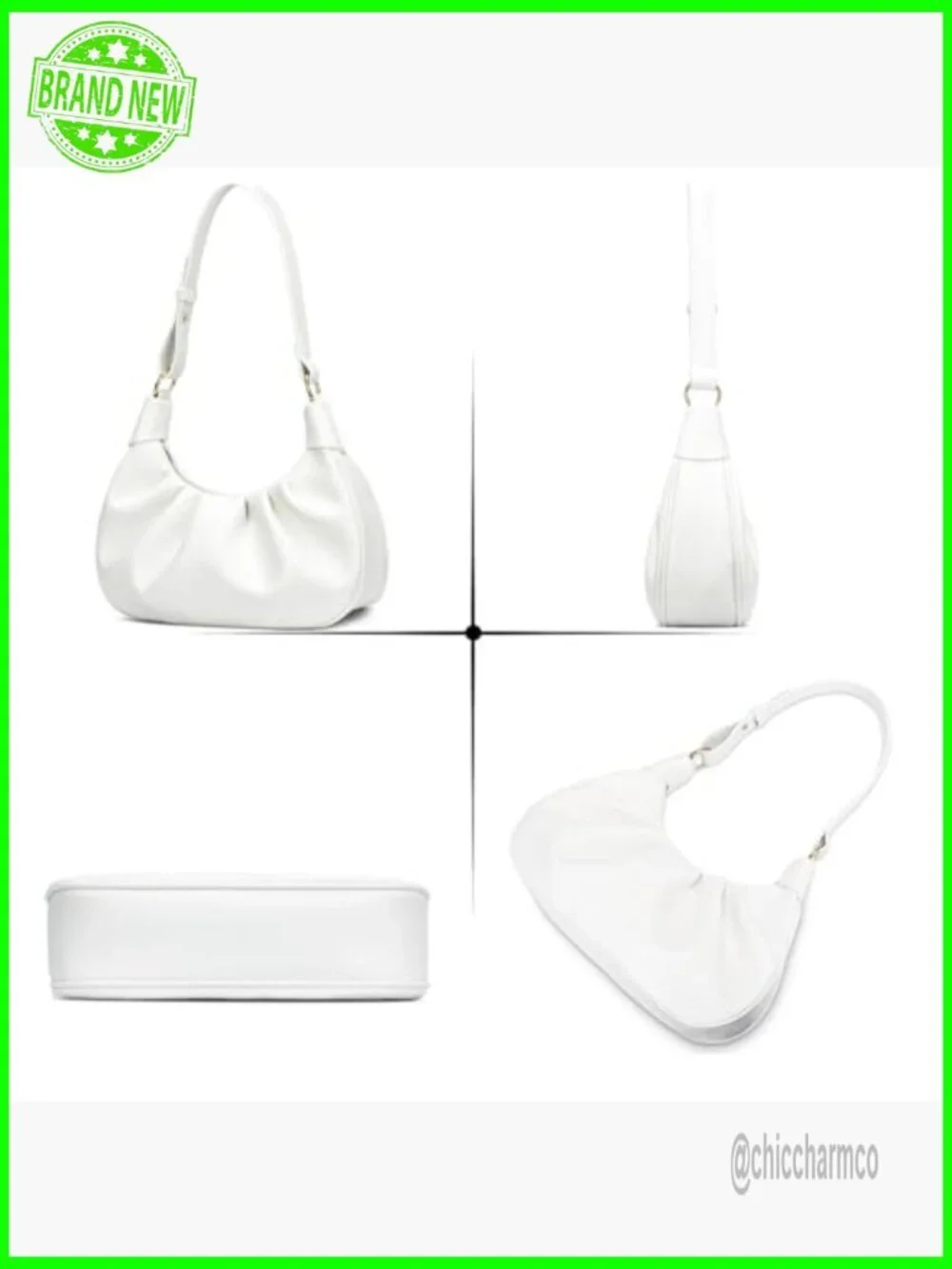 Mini Hobo Shoulder Bag with Detachable Chain Crossbody Faux Leather